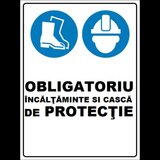 Placuta obligatoriu incaltaminte si casca de protectie